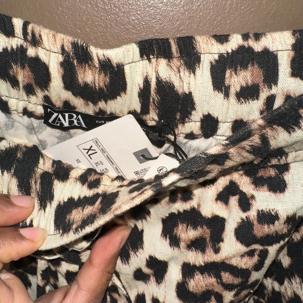 NWT Zara Leopard Print Wide Leg Pants - Cream, Brown, Black - Picture 5 of 5